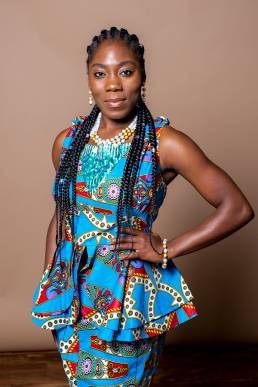 model showcasing clothes from African clothing store